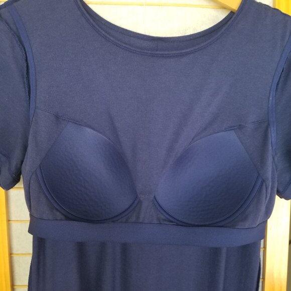 UNIQLO Blue Mini Dress Modal Cotton Blend Built-in Bra Size Large - Picture 8 of 10
